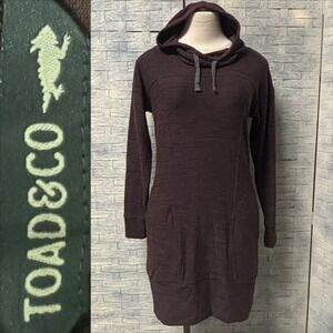 Toad & Co Womens XS Intermosso Hooded Long Sleeve Casual Dress Burgundy Heather